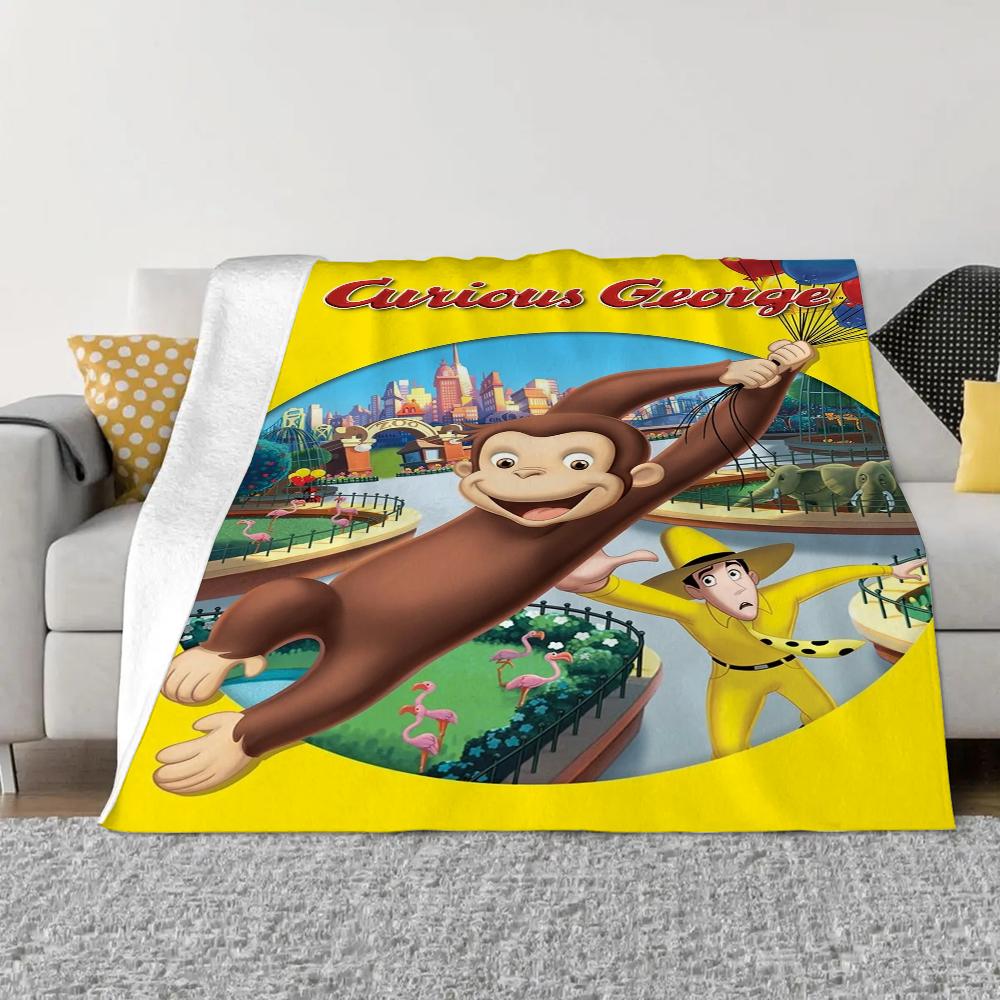 Curious George Blanket Bed Blankets & Throws Luxury Bedding Beach Towel Interior for Home Knitted Plaid Throw Knee Fluffy Soft &