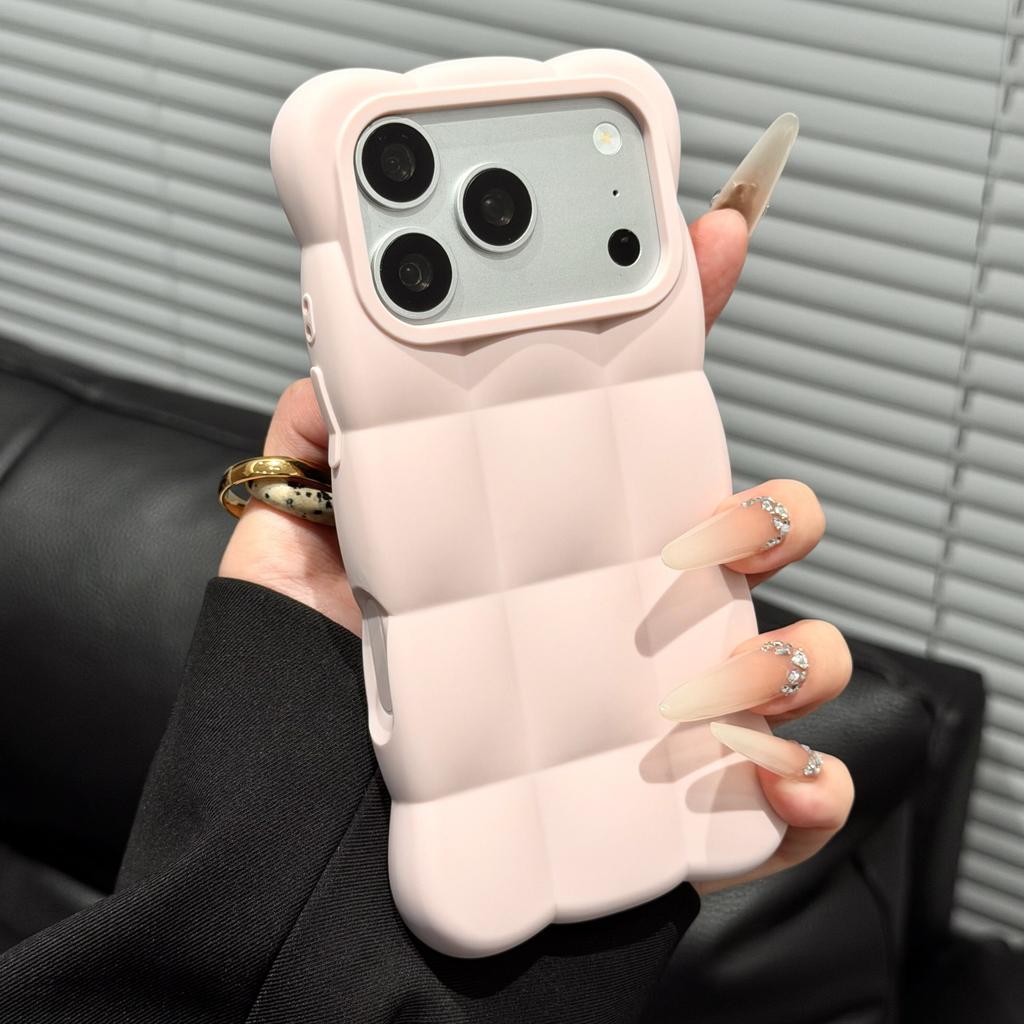 3D Cloud Puff Silicone Phone Case For IPhone14 15 16 17 Pro Max, Solid Color Cute Full Wrap Shockproof Protective Cover