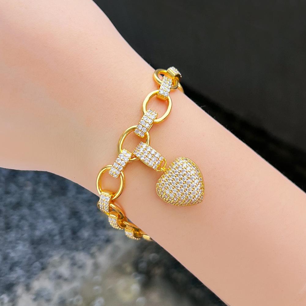 

Браслет-подвеска Tide Brand Love, полностью покрытый цирконием, с позолотой 18 карат, ювелирные аксессуары в форме сердца золотой