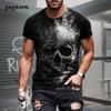 Men's T-shirt with Skull Pattern 3D Print. Summer Retro Casual Sports Short-sleeved Adult Quick-drying and Breathable Clothing.