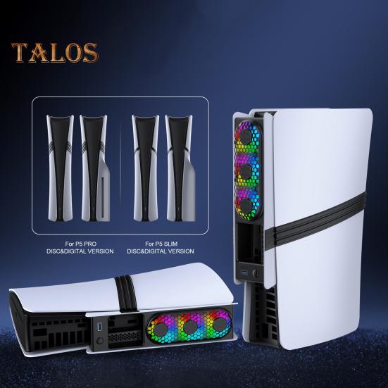 Game Console Cooling Fan with RGB Lighting Low Noise Adjustable USB External Fan Cooler for PS5 Pro/for PS5 Slim