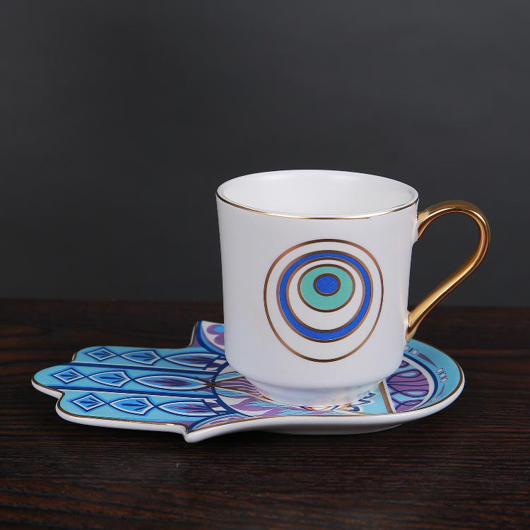 Nordic Ceramic Turkish Coffee & Tea Cup Set with Saucers Turkish Cup and Saucer Set