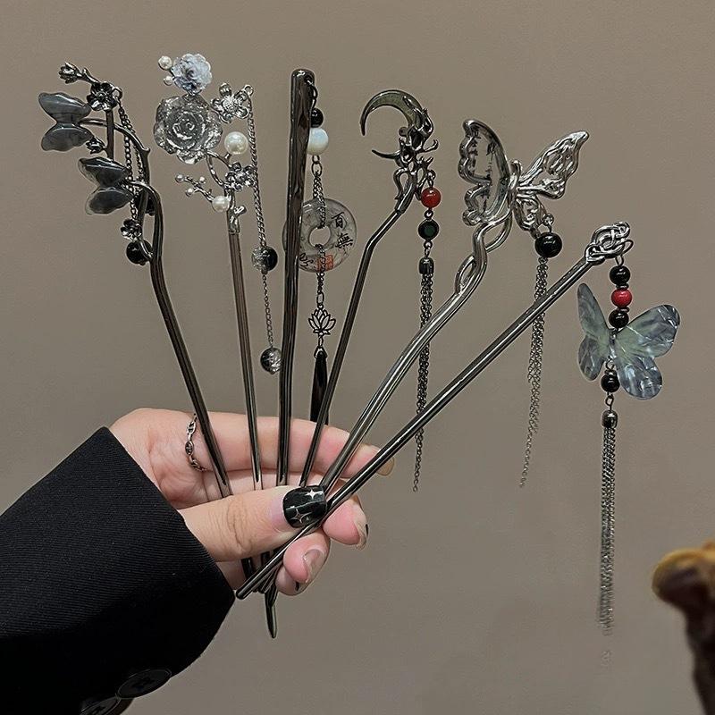 Ancient Chinese Style Elegant Butterfly Tassel Hair Stick for Women Girls Classical Hairpin Chinese Hair Accessories Jewelry