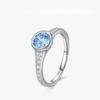 Ailmay Neuer Sterling Silber Mode Funkelnder Blauer Zirkonia Fingerring für Damen Luxus Hochzeit Verlobung Feiner Schmuck