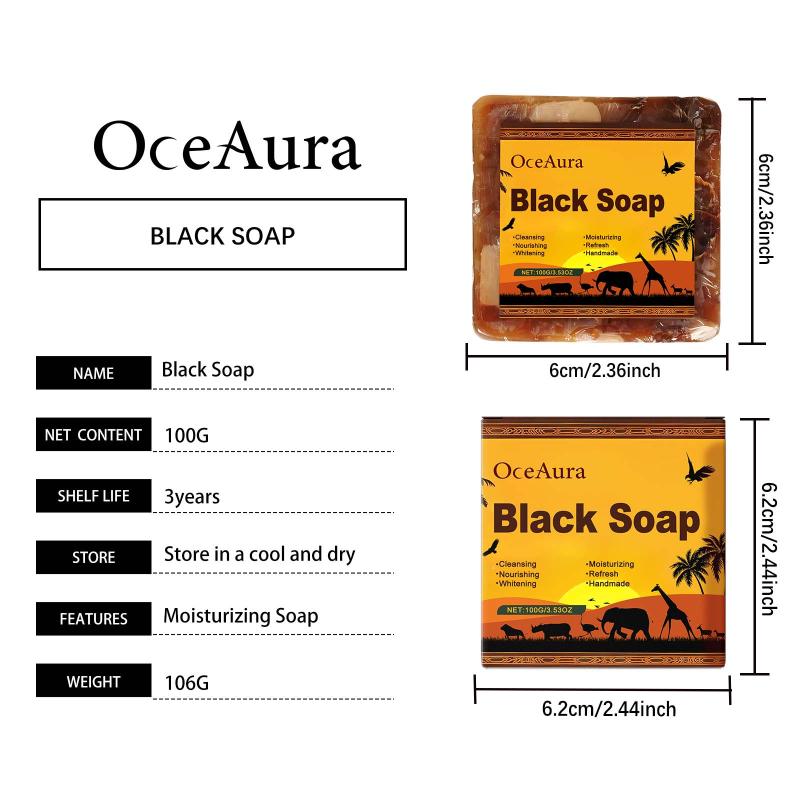 Oceaura Smoothing Face Soap Gently Cleaning Exfoliate Facial Moisturizing Skin African Black Soap For Skin Care