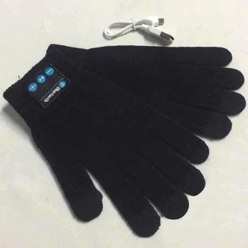 Smart Phone Touch Screen Gloves Winter Thicken Knit Bluetooth Gloves Warm Full Finger Glove Music Bluetooth-compatible Mittens