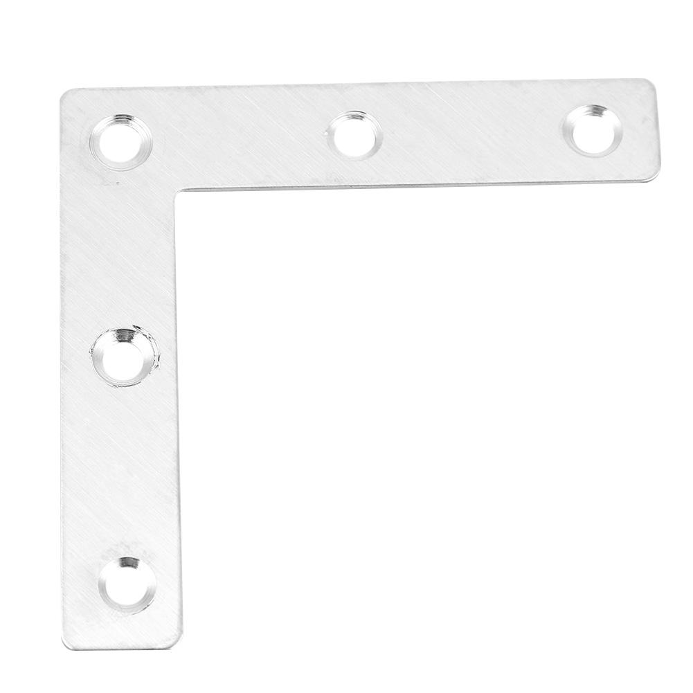 50 peças Placa de Canto em L de Aço Inoxidável Conector Conexões para Móveis Conectores (80 mm)