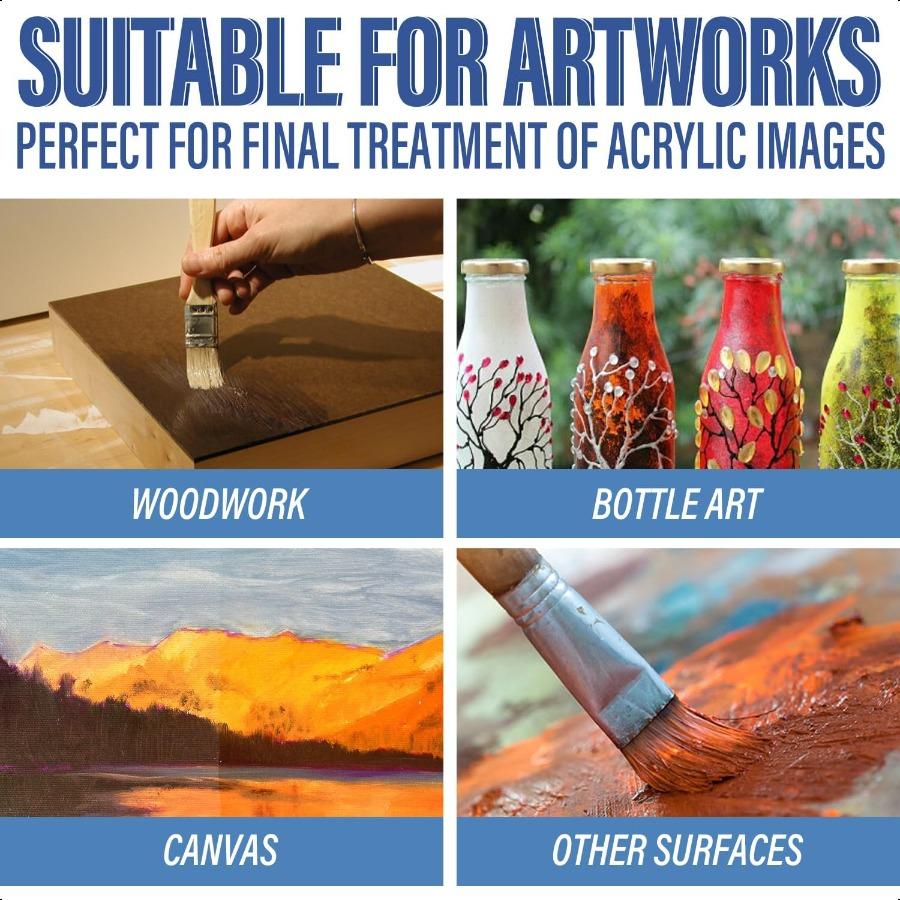 Gloss Varnish for Acrylic Painting Artist's Acrylic Varnish NonYellowing NonToxic AntiCrazing High Gloss Finish for Artwork Acr