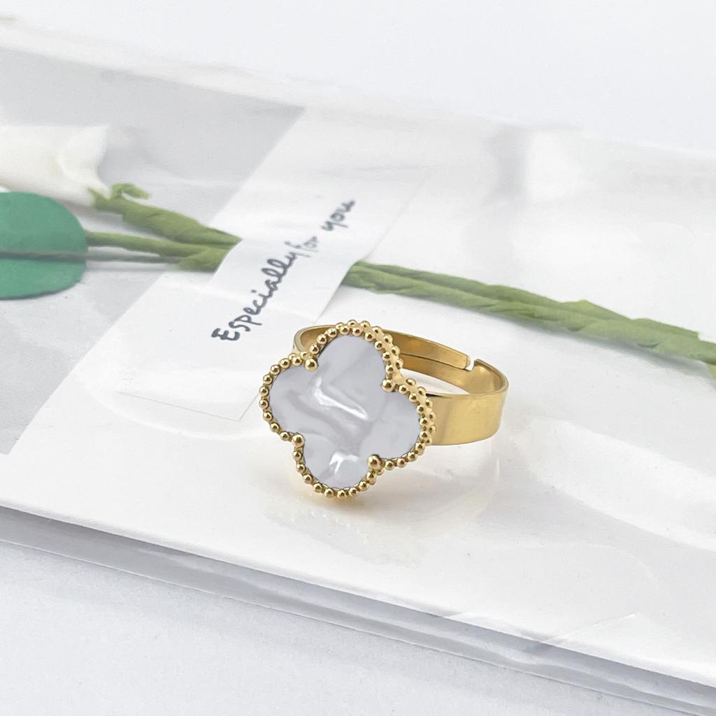 New 15mm Large Fashion Clover Ring Adjustable Opening Ring Simple Personalized Ring