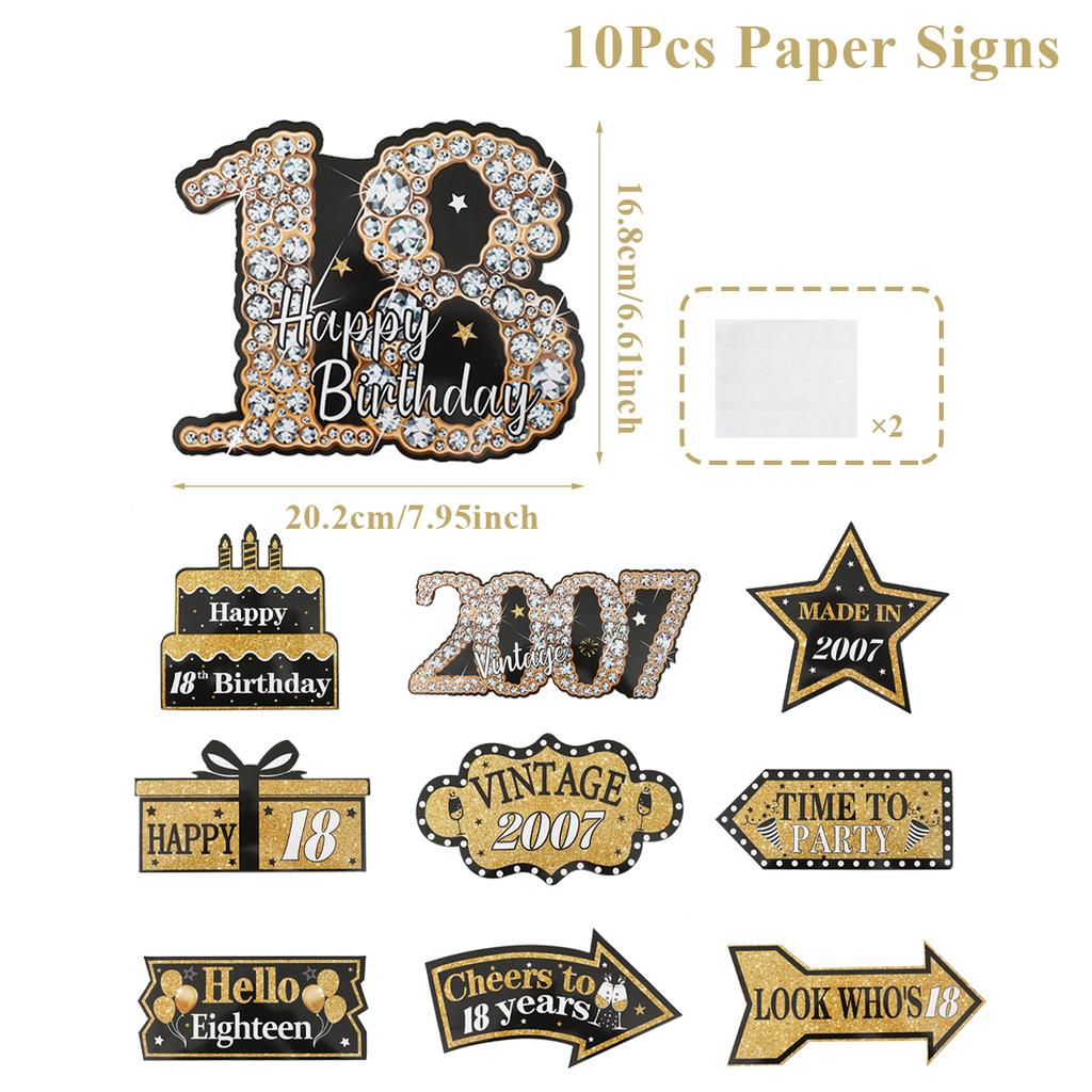 Black Gold Birthday Decor Rose Gold Birthday Party Sign Party Decorations Happy 18th 30th 50th Birthday Party Decorations Signs