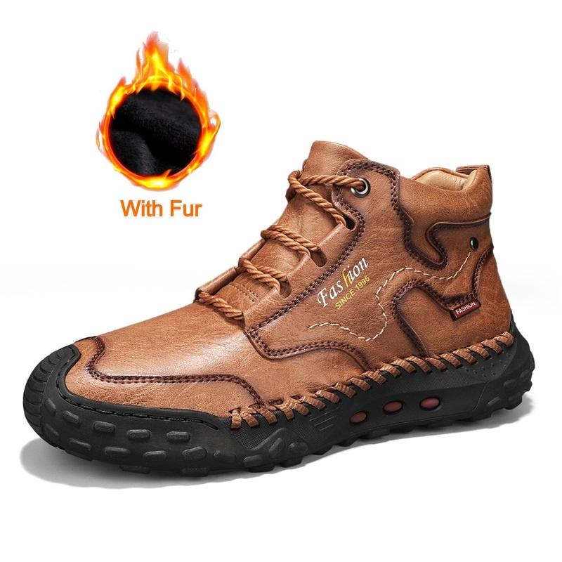 

Модные Популярные Мужские Зимние Ботинки Повседневные Кожаные Противоскользящие Кроссовки Удобные Плюшевые Снежные Ботинки для Улицы Теплые Ботильоны Классическая Туристическая Обувь 48