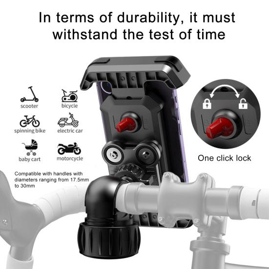 Universal Bike Phone Mount Shockproof Vibration Dampener for Mountain EBike Scooter Tool-Free Quick Release Holder with Air Cushion Tech