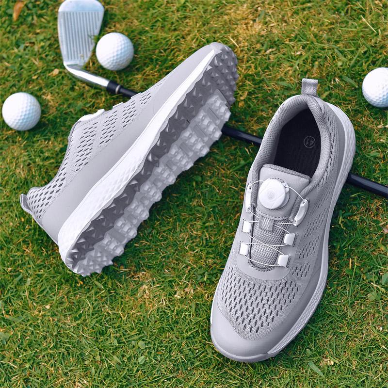 MenGrey Mesh Golf Shoes Rotary Buckle
