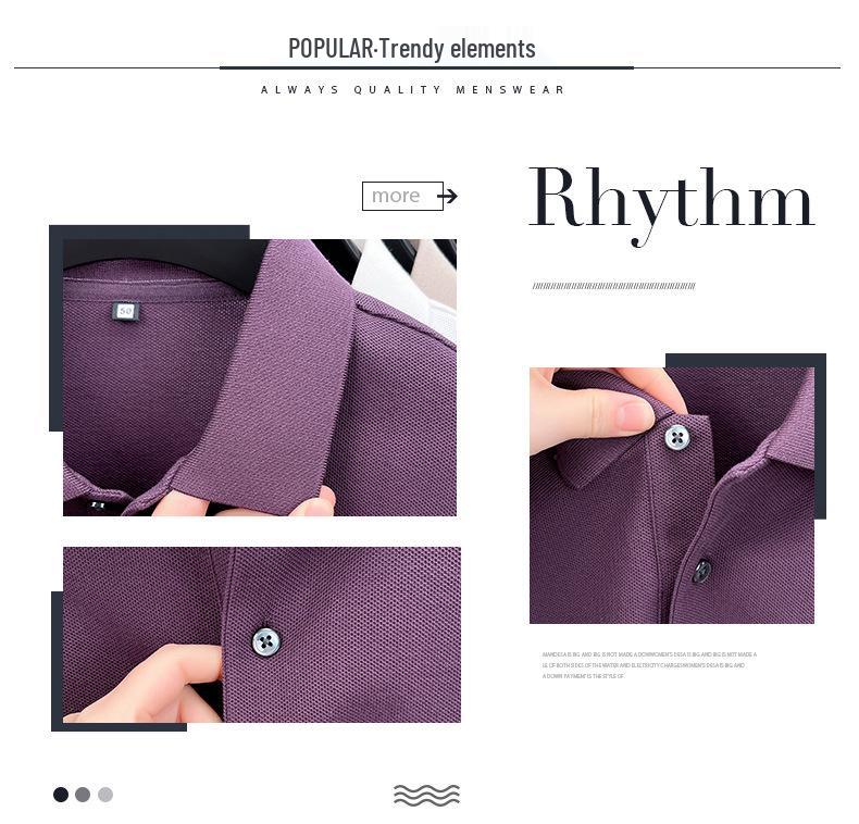 Men's Summer Casual 100% Pure Cotton Polo Shirt with Turn-Down Collar