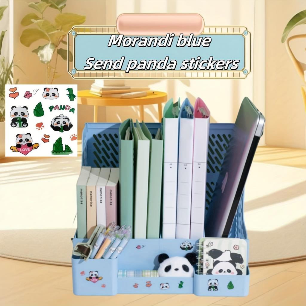 Thickened Bookshelf Desktop Study Book Stand A4 Folder Organizer Storage Box Four-Section Office Supplies File Box Archive