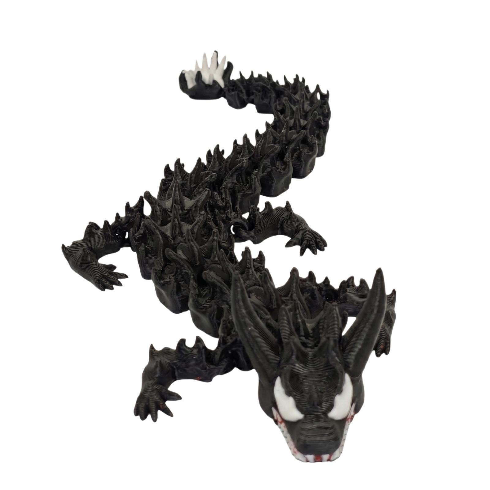 

3D Printed Dragon Figurine Model with Detailed Spikes and Textured Body Realistic Design Collectible Display Piece for Home Office Decoration One Size чёрный