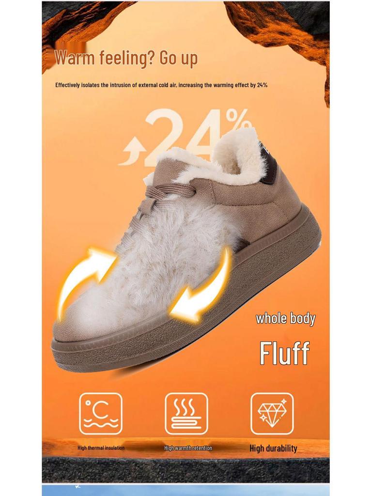 Women's 2025 Winter Retro Fleece-Lined Thick-Soled Ankle Skate Trainer Boots