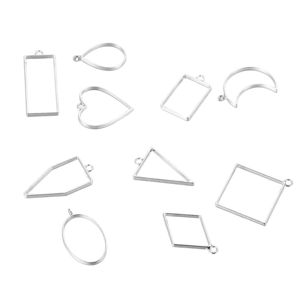 10ks smíšených geometrických přívěsků na zavěšení na šperky Hledání Crafts Silver