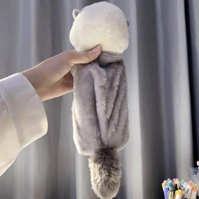 Astuccio per matite in peluche a forma di lontra marina, portapenne portatile, portapenne per scuola