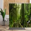 Green Jungle Shower Curtain Summer Forest Tree Bathroom Bath Decoration Home Decor Natural Landscape 3D Living Room Curtains Set