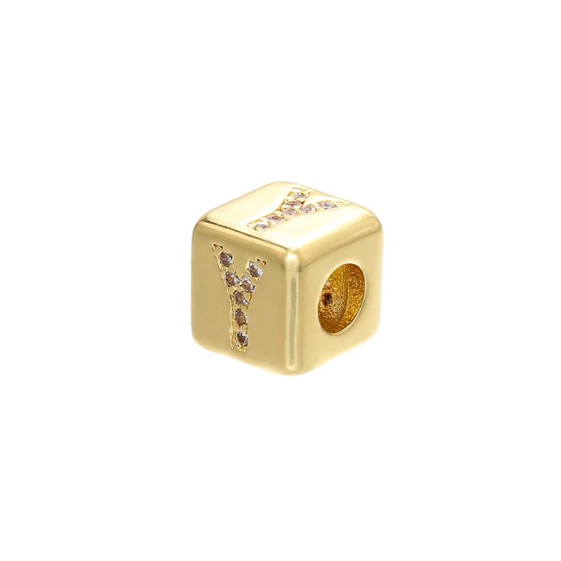 Gold-colored 8x8mm Square A-Z Letter Beads for DIY Handmade Bracelets, Earrings, and Jewelry Accessories Model:VZ246B