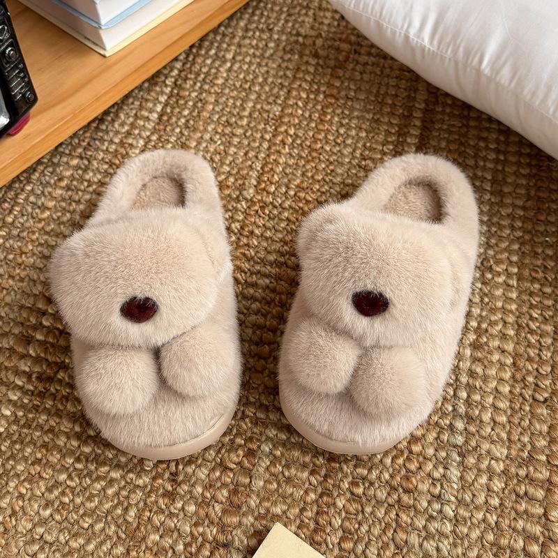 Cotton slippers new winter students warm thick bottom home wear bear couple cotton slippers
