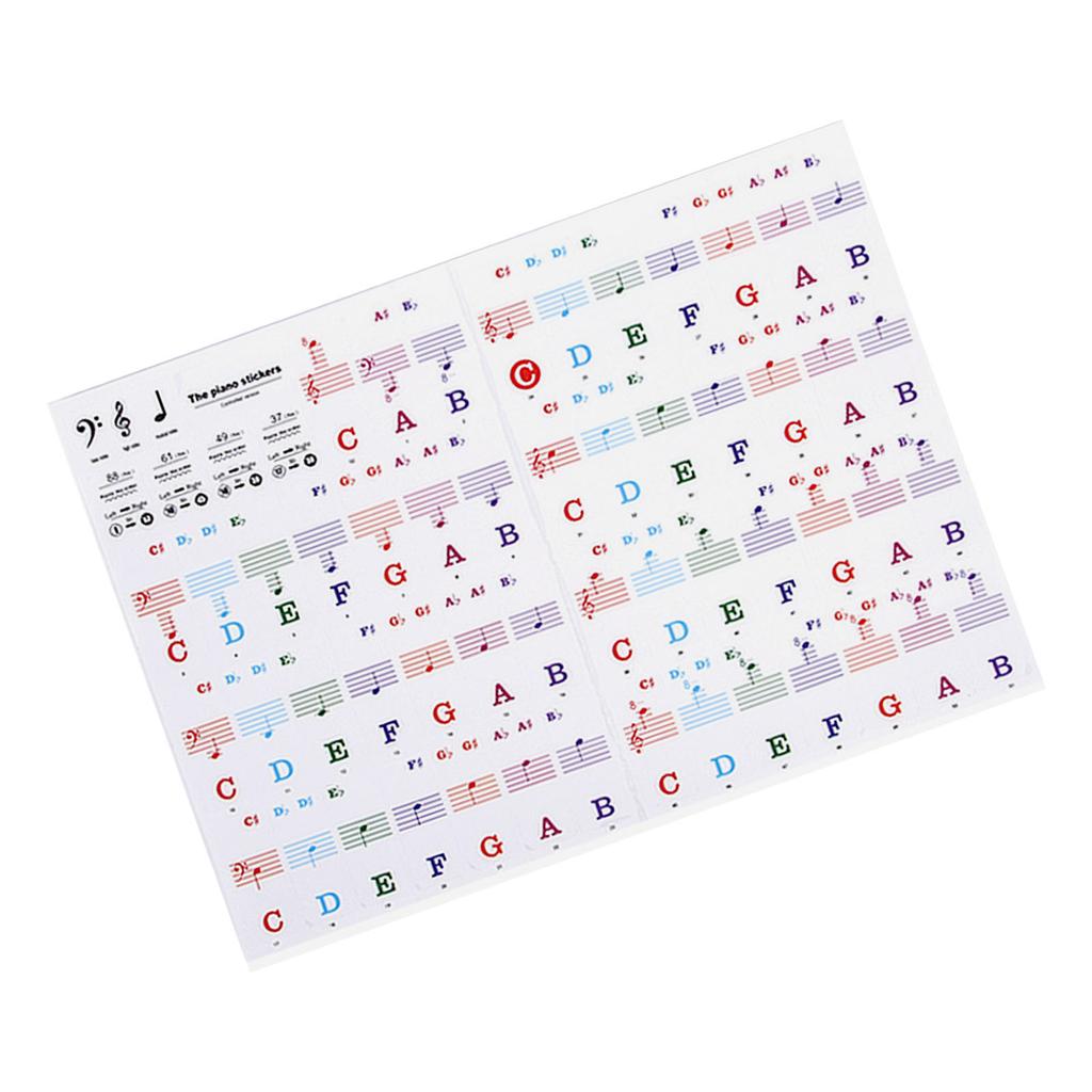 88 61 54 Tasters Piano Keyboard Klistremerker Avtakbare Keyboardetiketter med Notelinjer for Nybegynnere Enkel Installasjon