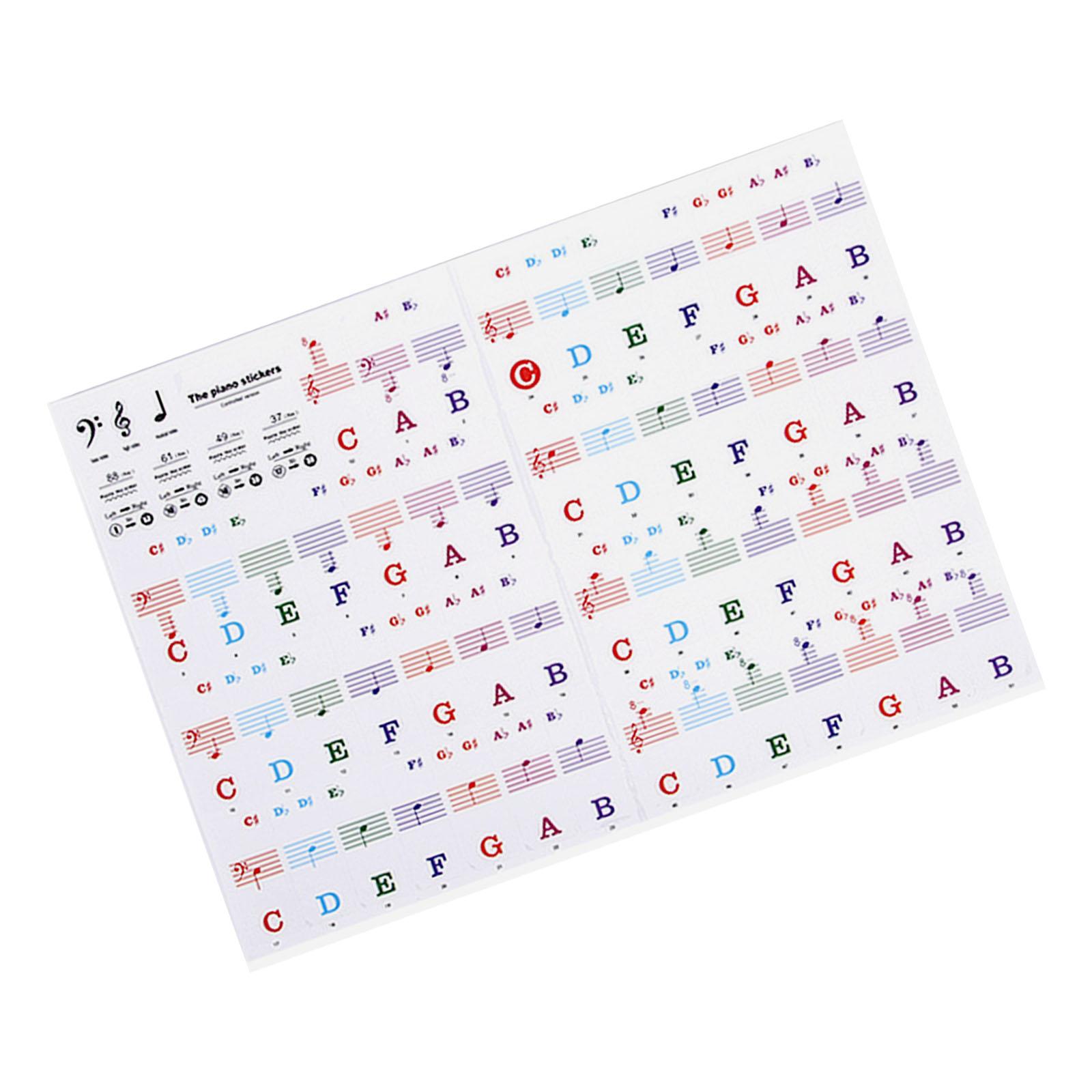 

88 61 54 Клавишные наклейки для фортепиано Съемные наклейки для клавиатуры с нотной записью для начинающих Легкая установка