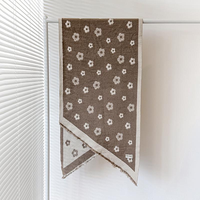 Winter Cashmere Scarf For Women Luxury Flowers Print Shawl Wrap Thick Warm Blanket Echarpe Pashmina Female Gift