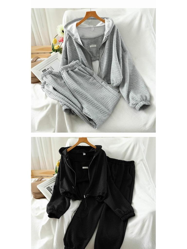 Women's 2024 Retro Three-Piece Casual Track Set: Jacket, Joggers, and Top