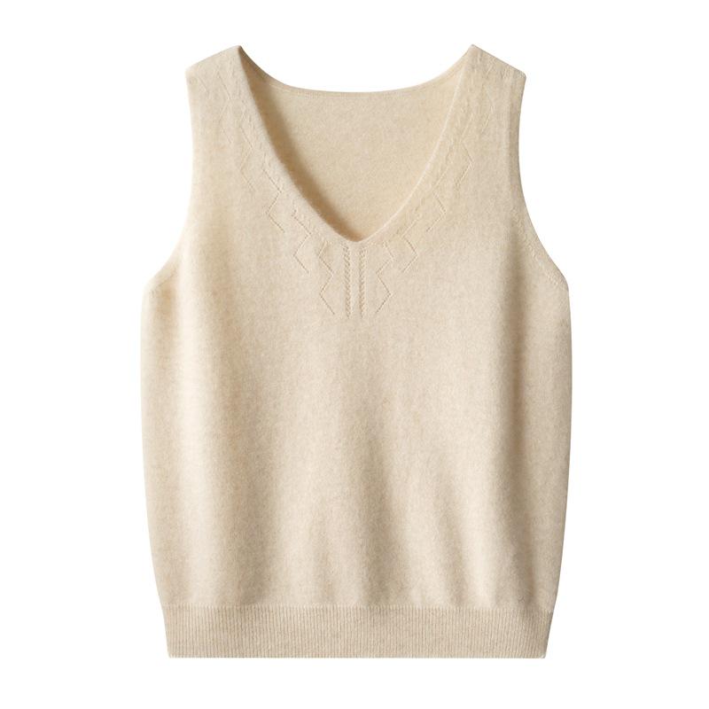 Women's Stylish Hollow-Out Knit Camisole: Chic, Loose, Sleeveless Top for Layering or Outerwear