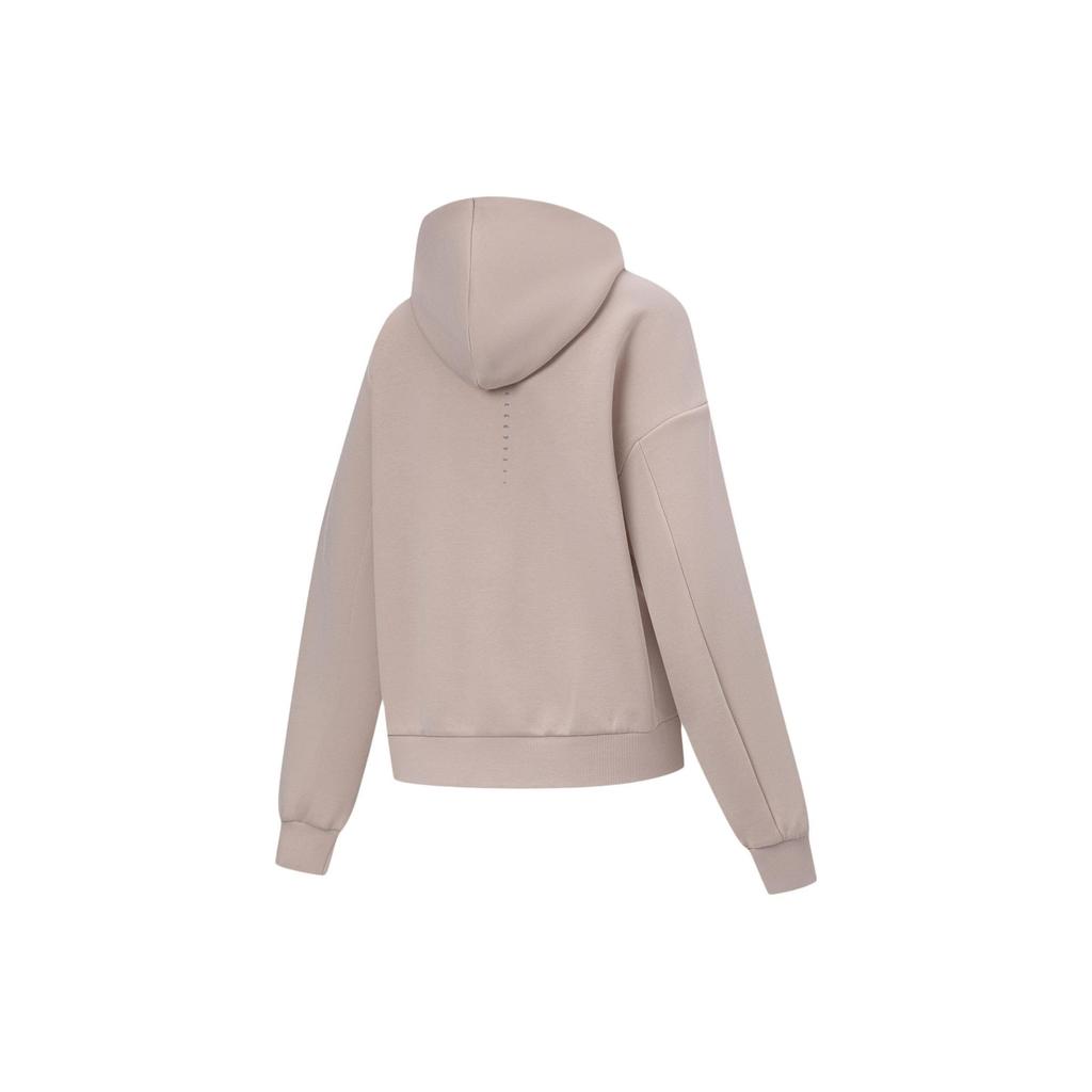 Li Ning Fitness Series Solid Color Pullover Long Sleeve Hooded Knitted Sports Sweatshirt Women Sweatshirt First-Love-Pink AWDU866-2