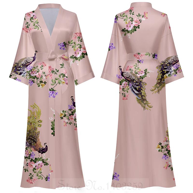 

Жіноча довга нічна сорочка в китайському стилі, нічна сорочка з ретро-атласу, нічна сорочка з напіврукавом, кімоно, халат, вільний домашній одяг One size