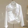 Women Autumn Textured Pocket Shirt