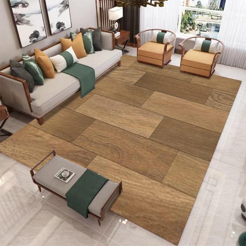 Realistic Wood Texture Carpet for Living Room Rustic Design Indoor Home Decor Large Area Rug Non Slip Floor Mat for Natural Home