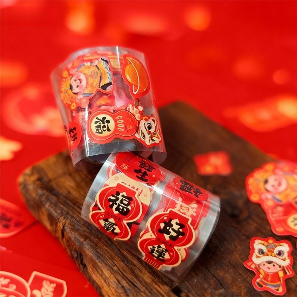 500Pcs/Roll Cartoon Chinese New Year Stickers Stationery Sticker Removable Spring Festival Stickers Adhesive Packaging Stickers