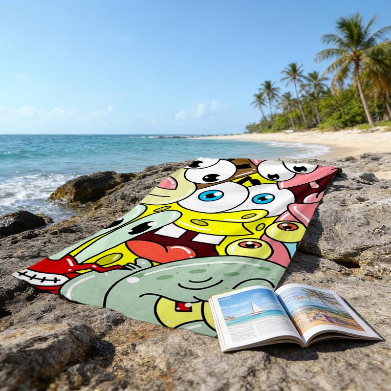 Ultra-Soft Beach Towel with SpongeBob SquarePants Theme,Ideal for Pool - Camping, Diving - Perfect Travel Essential, Vibrant Beach Towel.