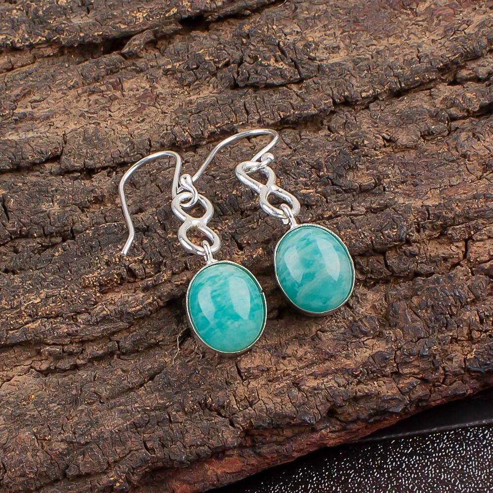 

Натуральный амазонит, драгоценный камень, серебро 925 пробы, ювелирные изделия, серьги ручной работы, 1,60 EE-12-34