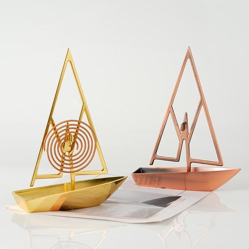 Sailing Shape Insect Coil Holder Metal Coil Incenses Burners Hanging Incenses Holder Rack for Home and Office Desktop