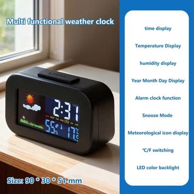 Color Display Weather Station Clock Backlit Display Temperature Monitoring Temp Monitor Digital Display Humidity Monitoring