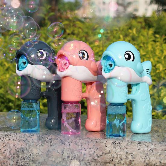 Dolphin Bubble Machine with Light Music Leakproof Kids Handheld Automatic Bubble Maker Shooter Blower Toy Toddlers Boys Girls Christmas Gift