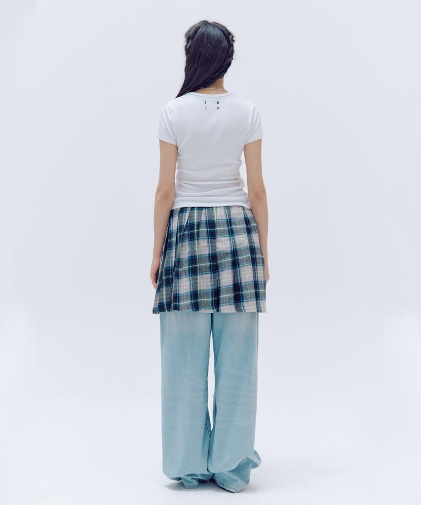 Trip Shop Wide Checkered Skirt