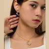 APM Monaco Earrings Asymmetrical Moon Front and Back Wear with Pendant Chain, Full Diamond Zircon, Elegant and Exquisite, 925 Silver AE12392OXY