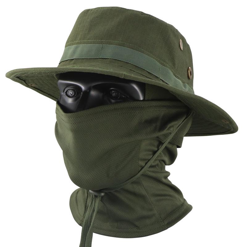 Men's Camouflage Bucket Hat Set: Multifunctional, Breathable, Sun-Protective Fishing Hat with Round Brim.