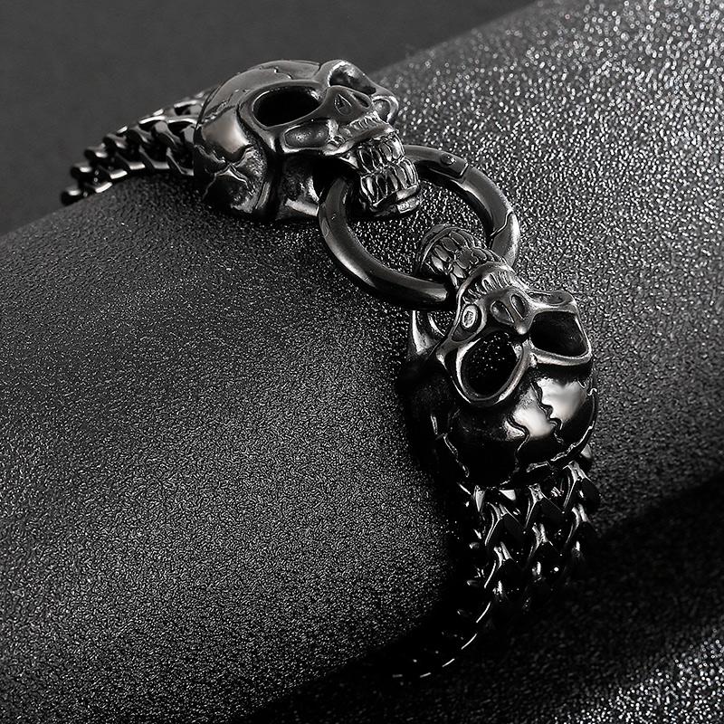 Kalen Vintage 18mm Skull Bracelets Shiny Matte Wolf Head Bracelet Wide Wristband Men's Party Jewelry Gift