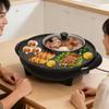 Antihaftbeschichtung 2-in-1 Hot Pot Gusseisen Shabu Shabu Topf Elektrischer Hot Pot Grill Indoor