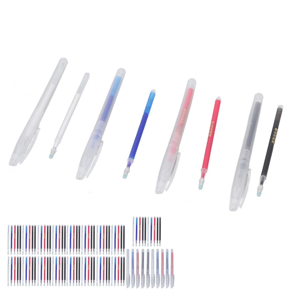 100Pcs Heat Erase Pens Erasable Smoother Writing Various Colors Fabric Marking Pens with 10 Pen
