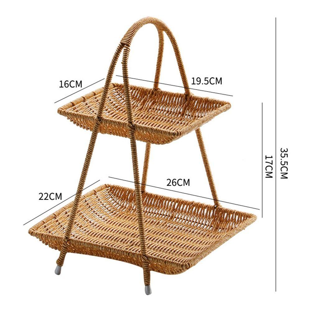 Rattan Imitation Fruit Storage Tray Square Dried Fruit Tray New Chinese Style Snack Rack  Desserts