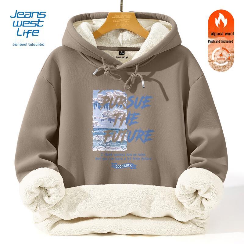 JEANSWEST LIFE Men's Winter Thickened Hooded Sweatshirt