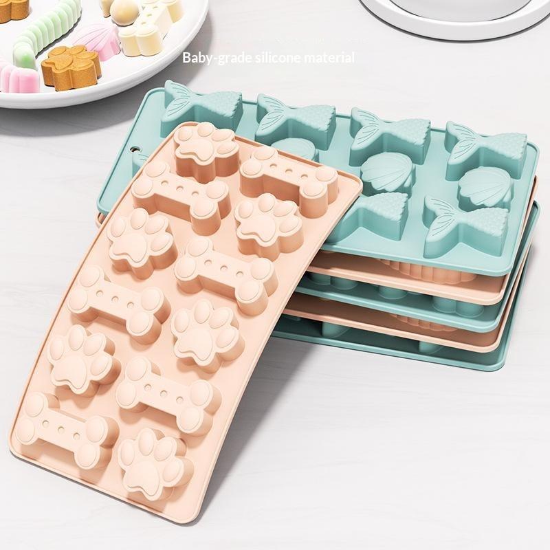 Marine Theme Fondant Silicone Mold,Seashell,Mermaid Tail,DIY Handmade Baking Tools For Mermaid Theme Cake Decoration